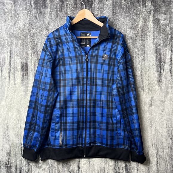 Southpole Other - Vintage SOUTHPOLE RN82628 Blue Plaid Track Jacket Zip Up Adult 2XL Y2K Hip Hop